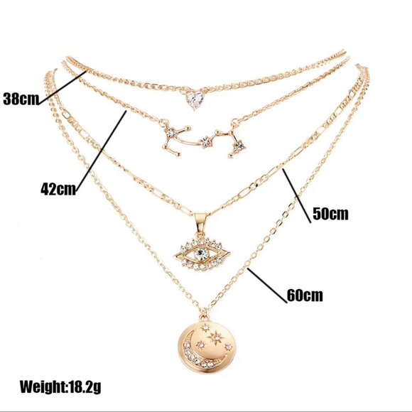 2/$10 NEW! Evil Eye Necklace Boho Hamsa Spiritual Rhinestone Zodiac Moon Sun - Picture 3 of 4